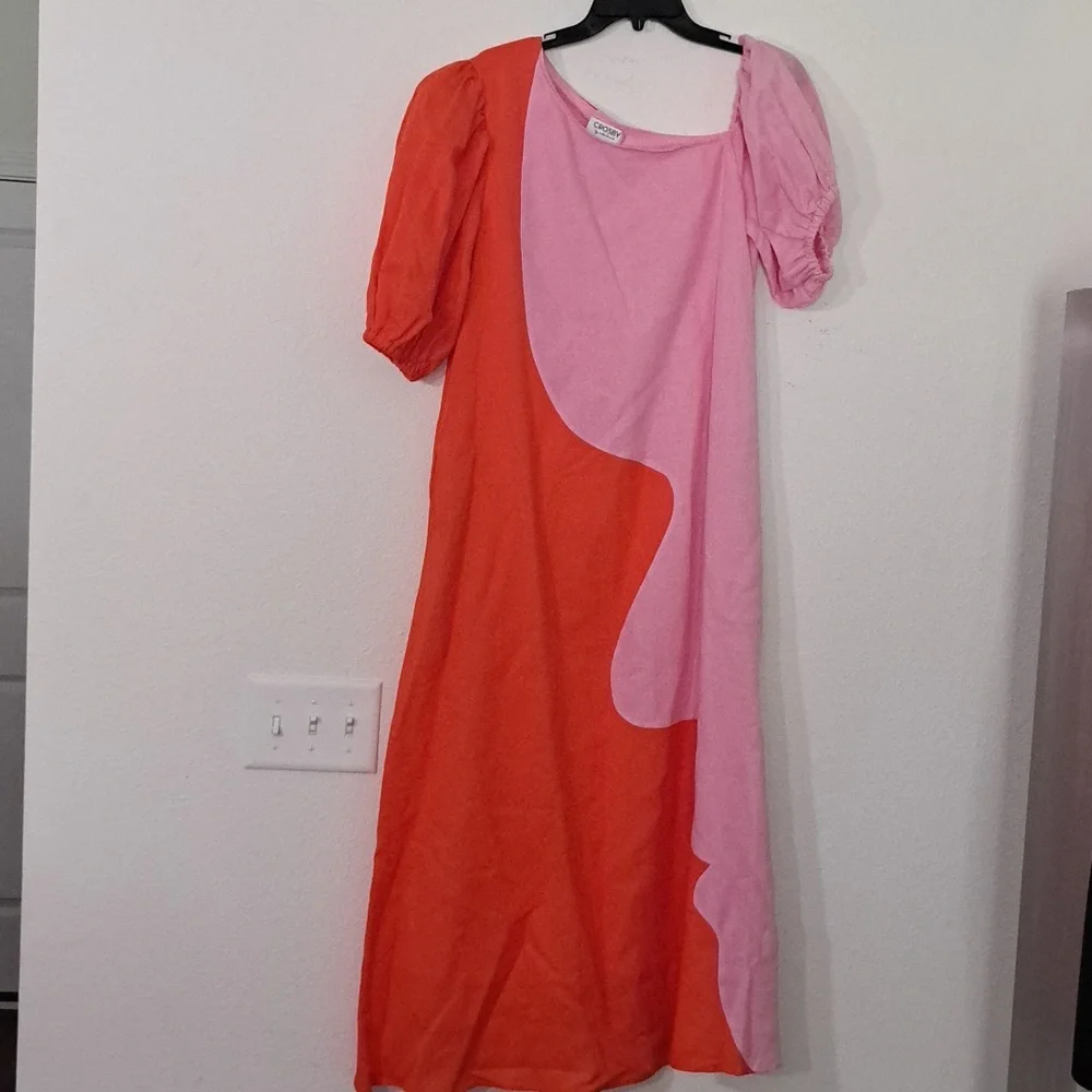 CROSBY by Mollie BurchLovett Colorblock Asymmetrical Neckline Short Puff Sleeve - Picture 4 of 11